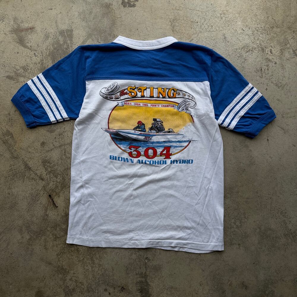 Vintage 80s 1985 The Sting 304 Blown Alcohol Hydro Boat Racing T-Shirt